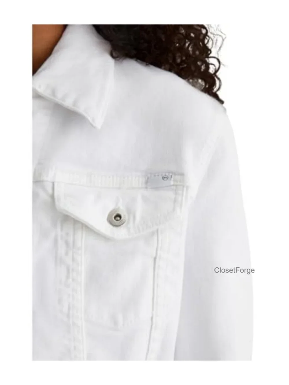 Mid-Weight Stretch Denim Jacket with Button Tabs and Flap Pockets